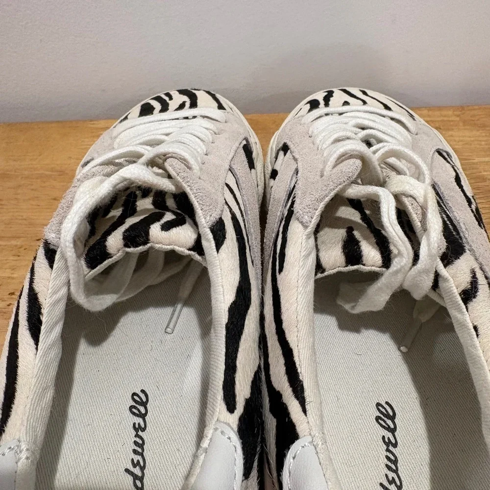 Madewell Zebra‎ Print Sidewalk Low Top Sneakers White Size 9 Calf Hair AE247